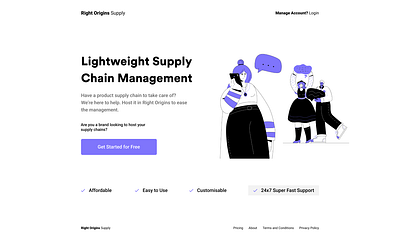 Landing page for supply chain system android app creative design design illustration typography ui ux ux design website