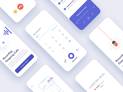 Call Recording App for iOS app call clean flat illustration ios music onboarding onboarding screen play playback player record recording ui
