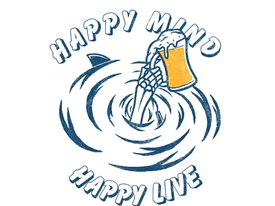happy mind happy live apparel apparel design badge beer design design for sale forsale illustration sale seal skull skulls surf surface design surfing tshirt vibes vintage vintage design wave