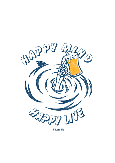 happy mind happy live apparel apparel design badge beer design design for sale forsale illustration sale seal skull skulls surf surface design surfing tshirt vibes vintage vintage design wave