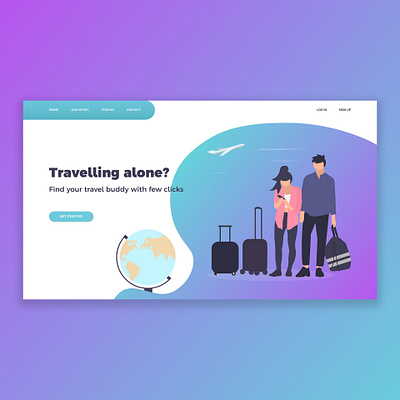 TravelBuddy Landing Page Concept adobe xd clean dailyui design illustration travel app ux uxui