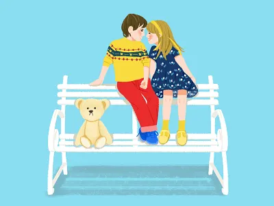 character sketch banner bear boy character sketch design girl happy illustration love sun