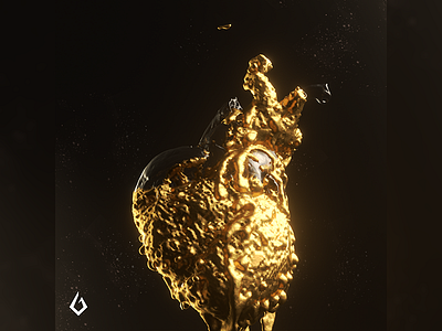 Study in Glass Heart of Gold anatomy blender3d blender3dart glass gold heart