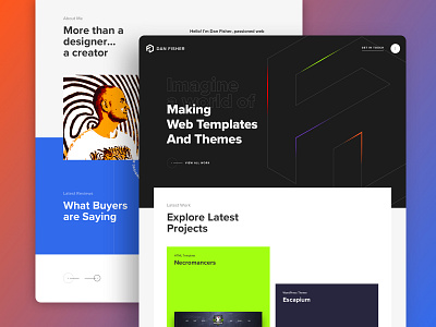 Dan Fisher's Personal Site grid one page onepage outline outlined personal brand personal project site site design