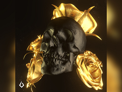 Gold Petals b3d black blender blender3d concept gold golden skull