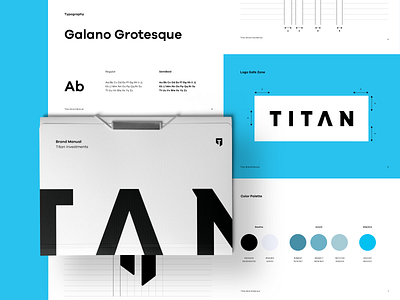 Titan Brand Book Elements app brand book branding color palette construction fintech grid logo manual minimal typography