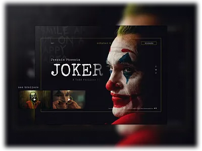"Joker" welcome screen cinema design joker ui uidesign uiux ux web design website website concept