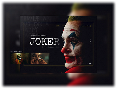 "Joker" welcome screen cinema design joker ui uidesign uiux ux web design website website concept