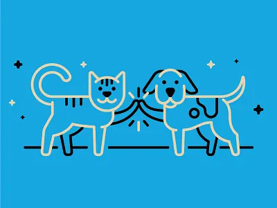 When Dogs and Cats Get Along icons illustrator