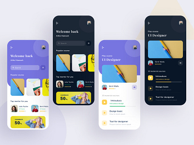 Course app dark version android app course courses dailyui design dribbble elearning figma inspiration ios ui ui ux ux