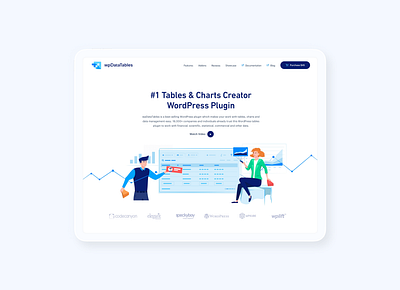 Hero Illustration for wpDataTables analytics analytics chart analytics dashboard character chart data data table data visualization flat illustration people ui vector work
