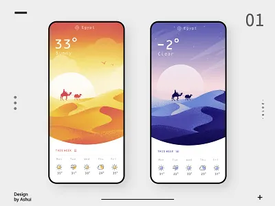 Weather App - Desert ai app camel desert design egypt illustration ps ui ux weather weatherapp