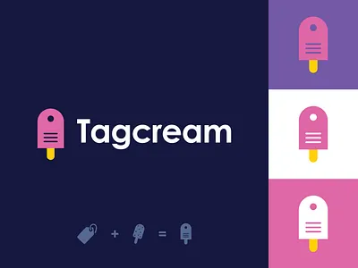 Tagcream branding clean logo clever logo connect creative flat logo food fresh ice cream icon identity logo design logo inspiration negative space symbol tag unique