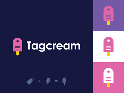 Tagcream branding clean logo clever logo connect creative flat logo food fresh ice cream icon identity logo design logo inspiration negative space symbol tag unique