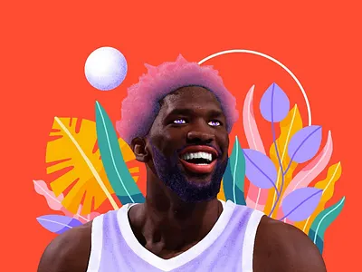 Joel Embiid basketball doodles illustration joel embiid nba philadelphia 76ers procreate sixers