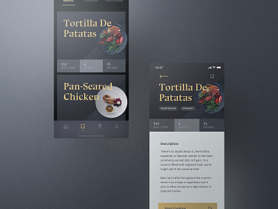 Sheek Food iOS UI Kit Recipes clean cook cooking dark design elegant food frish ios kit order professional recipes restaurants sheek shift system ui ui8 yung