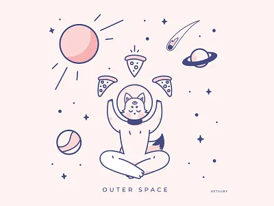 Outer space cat galaxy illustration outer space pink pizza space vector