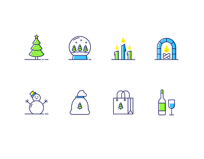 Christmas Icons celebration christian christmas christmas party christmas tree design festival holiday icon iconography snow vector winter