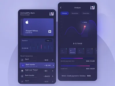 UIX App personal wallet - banking adobe xd adobexd app app design banking banking app dailyui data visualization fintech fintech app ios app ui ui ux ui design uidesign wallet wallet app
