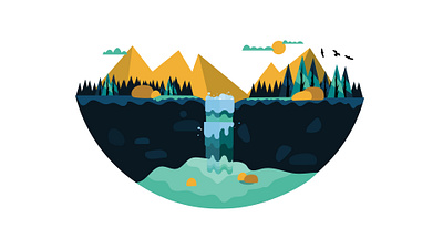 CASCADE illustration mountains nature waterfall