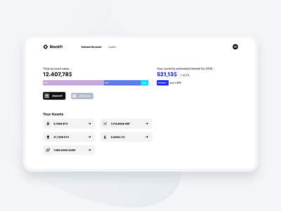 BlockFi Redesign Concept crypto cryptocurrency minmal ui ux webapp