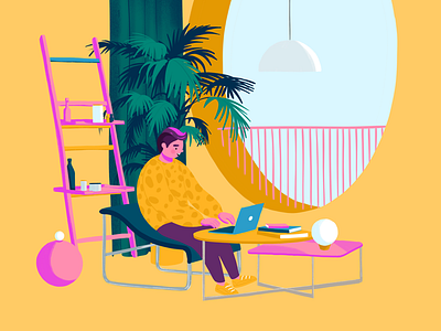 Freelance work art freelance freelancer guy wor at home guy work with laptop illustration laptop work at home work with laptop