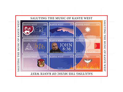 Ye Stamp Sheet jesus is king kanye kanye west kim kardashian mail mbdtf shipping stamp sheet stamps usps yandhi ye yeezey yeezus