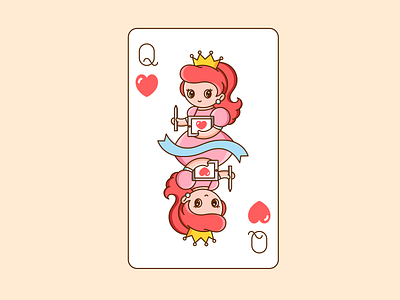 Queen of Heart cute design illustration playing card queen of hearts vector