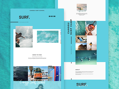 Surf School Landing Page Design blue bright color design landing landing page landing page design ocean surf surfing ui web design website design