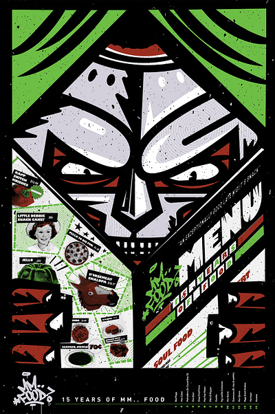 Doom - 15 Years of Mm.. Food cartoon collage concert poster design graphic design mfdoom mmfood poster poster design rap texture typography