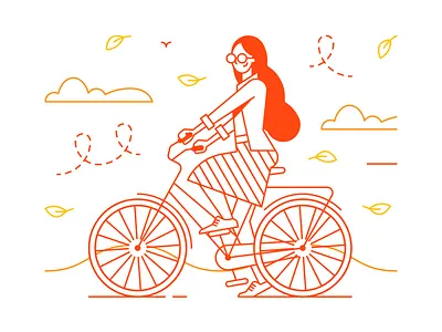 Fall bike ride adobeillustrator art artwork colored cycling design dribbble fall illustration outline vector