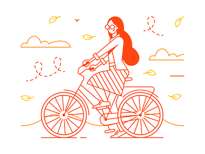 Fall bike ride adobeillustrator art artwork colored cycling design dribbble fall illustration outline vector