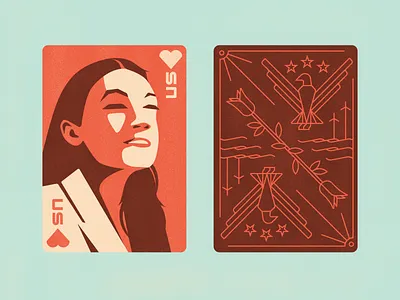 AOC Playing Card alexandria ocasio cortez aoc dsa eagle green new deal hearts illustration playing card rose weekly challenge weekly warm up