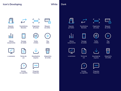 Line icon pack - white and dark app components design icons ui ux vector