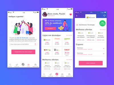 APP cashback - Ganhe de Volta app card components design ui ux
