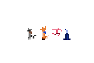 Random Pixel Art Characters :) adventure characters color creepy game jump kids minimal minimalist pixel pixel art pixels raccoon random simple video videogame