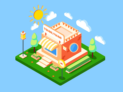 My shop beach furniture isometric store 插图 花卉