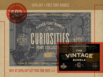 [FREE] The Vintage Font Bundle fonts free retro retrosupply vintage