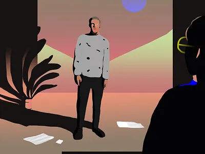 John and stranger art contemporary digital editorial future futuristic illustration life poster space