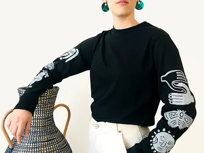 Dioscuri Onyx Block Printed Long Sleeve apparel blockprint design graphic illustration print surface textile