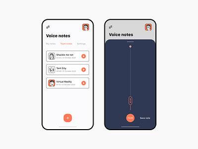 Voice Notes UI app design mobile ui ux