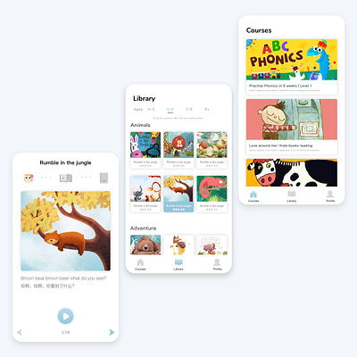 Kids books reading mobile app design app book kids mobile reading ui ux