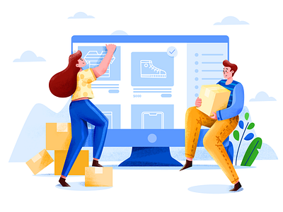 Online shopping animation character design gif graphicdesign illustration illustrator ui ux web website