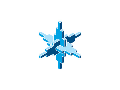 Flocon Logo 3d antarctic arctic blue cold crystal design geometric hvac ice logo logomark mark polar snowflake symmetrical vector winter