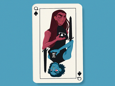 Queen Of Spades - Nemesis card cartoon character characterdesign dribbbleweeklywarmup goddess greek goddess greek mythology illustration nemesis playing card queen queen of hearts queen of spades retribution sword woman women