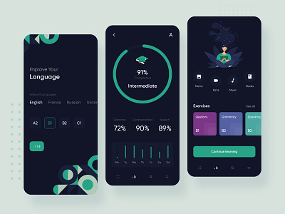Language courses app app courses design english green illustration inspiration interface language mobile statistic ui ux
