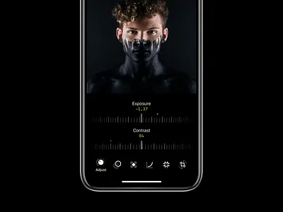Adjust — Photo Editor adjust app black dark edit gold icons ios mobile photo true black