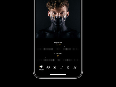 Adjust — Photo Editor adjust app black dark edit gold icons ios mobile photo true black