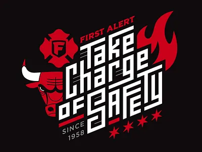 Chicago Bulls Safety Partnership branding chicago chicago bulls fire first alert graphic design lettering partnership safety