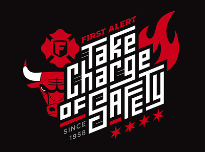 Chicago Bulls Safety Partnership branding chicago chicago bulls fire first alert graphic design lettering partnership safety